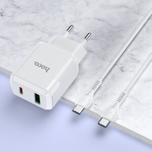 hoco-n5-favor-dual-port-pd20w-qc3-wall-charger-eu-type-c-to-type-c-set-interior-white