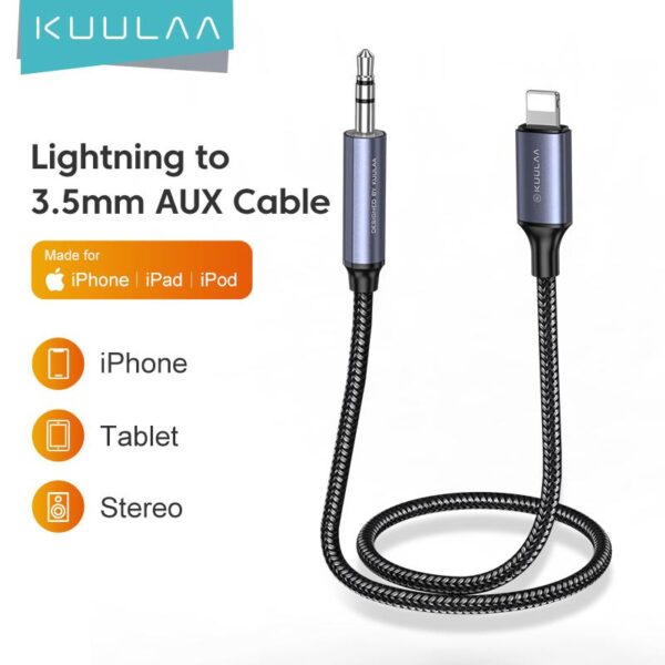 SY-A06 Audio-Transfer Series AUX Audio Cable (Lightning to 3.5mm) 1.2m-Black