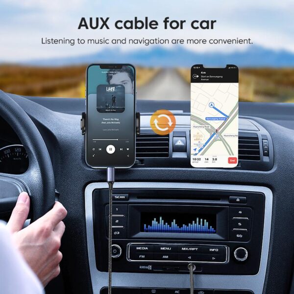 SY-A06 Audio-Transfer Series AUX Audio Cable (Lightning to 3.5mm) 1.2m-Black