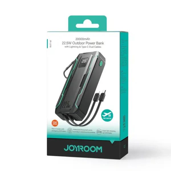 Power Bank JR-L018 22,5 W avec Câbles 2 en 1 Intégrés