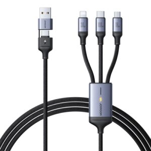 Câble de charge A21 – USB+Type-C vers iP+Type-C+Micro USB