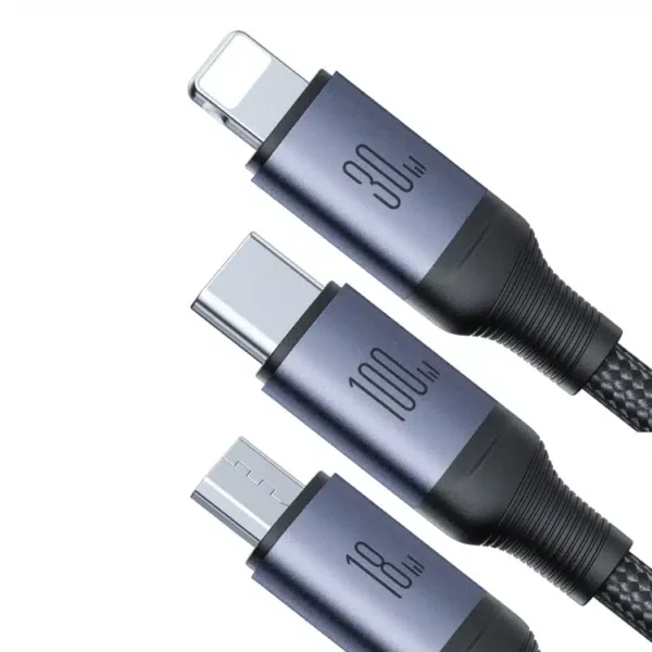 Câble de charge A21 – USB+Type-C vers iP+Type-C+Micro USB